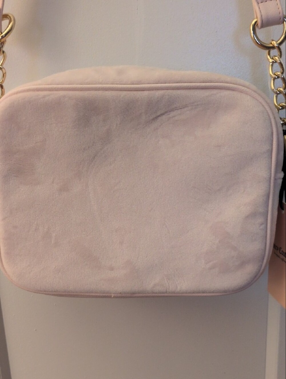 Juicy Couture Light Pink Velvety Embroidered Crest Crossbody Bag - Picture 9 of 13